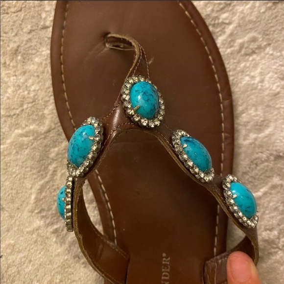 Turquoise Stone with Rhinestones Flip Flops - Picture 4 of 4
